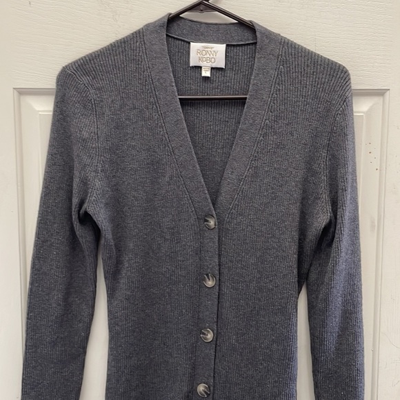 Torn By Ronny Kobo Women's Vianne Button Down Midi Knit Sweater Dress Charcoal L - Picture 5 of 11